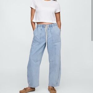 GAP Light Blue Pull On Barrel-Leg Pants